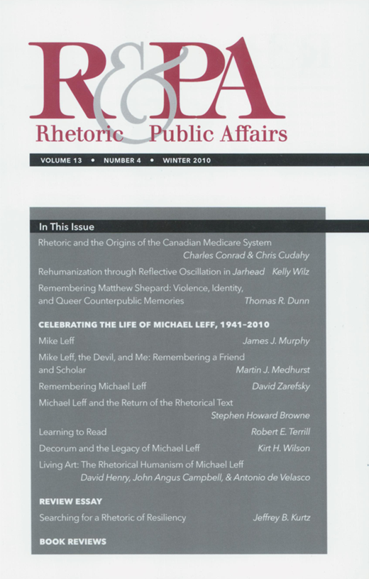 Decorum and the Legacy of Michael Leff | Rhetoric and Public Affairs ...
